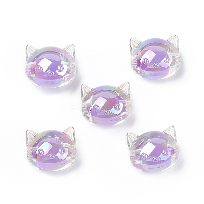 UV Plating Rainbow Iridescent Acrylic Beads X-OACR-H015-05-1