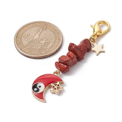 Moon & Star Alloy Enamel Pendants Decoraiton HJEW-JM01636-1