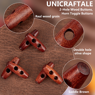 50Pcs 2-Hole Wood Buttons BUTT-UN0001-28B-01-1