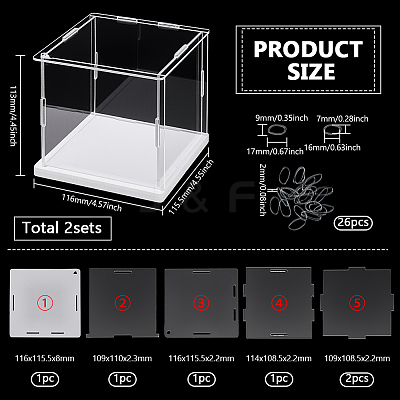 Plastic Minifigures Display Cases with White Bases ODIS-WH0043-151B-1
