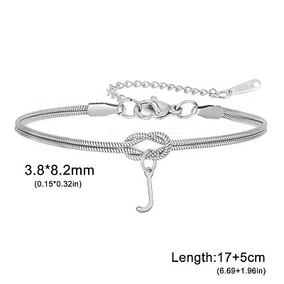 304 Stainless Steel Initial Charm Bracelets FS-WGD8E41-25-1