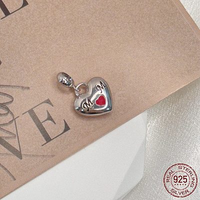 Mother's Day Rhodium Plated 925 Sterling Silver Enamel European Dangle Charms STER-P054-14P-1