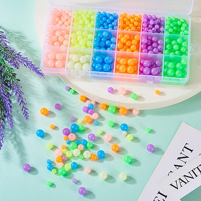 702Pcs 18 Styles Luminous Acrylic Beads MACR-TA0002-09-1