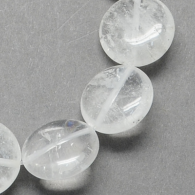 Flat Round Gemstone Natural Quartz Crystal Beads Strands X-G-S110-20-1