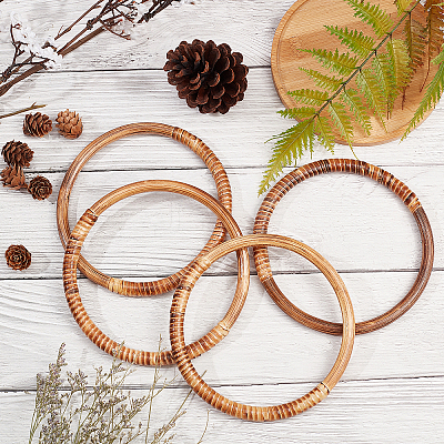 Rattan Woven Wood Bag Handles WOOD-PH0008-95-1