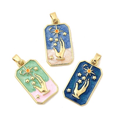 Brass Enamel Pendants KK-C134-40G-1