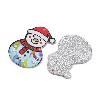 Christmas Themes Opaque Printed Acrylic Pendants OACR-B037-03-1