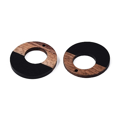 18Pcs 9 Styles Opaque Resin & Walnut Wood Pendants RESI-N053-04-1