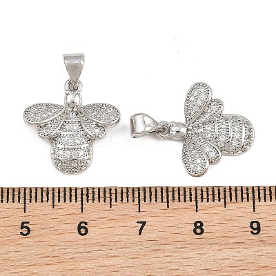 Brass Micro Pave Clear Cubic Zirconia Pendants ZIRC-I036-25P-1