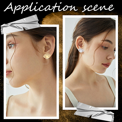 18 Pairs 2 Colors 304 Stainless Steel Eye Stud Earring Finding STAS-CN0001-34-1