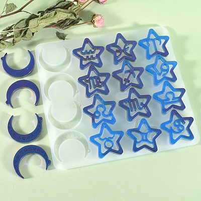 Twelve Constellations Moon & Star Pendants Silicone Molds DIY-G073-03-1