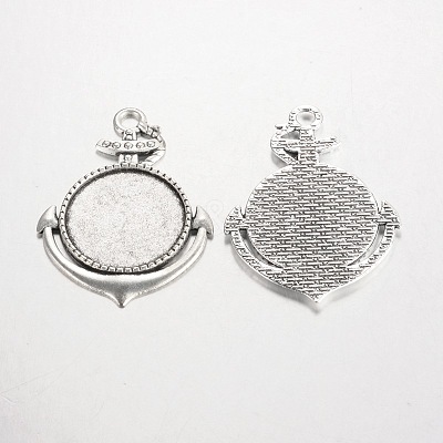 Anchor Tibetan Style Alloy Big Pendant Cabochon Bezel Settings PALLOY-K109-18AS-RS-1