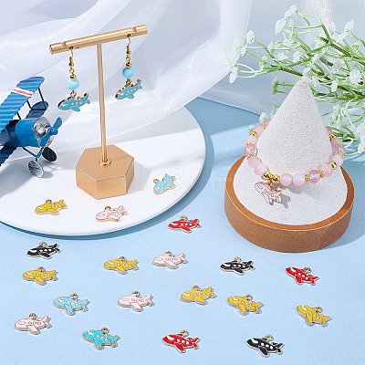 40Pcs 5 Colors Alloy Enamel Pendants ENAM-SC0008-19-1