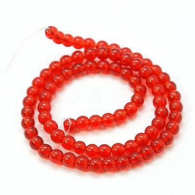 4mm Red Transparent Round Glass Beads Strands Spacer Beads X-GR4mm47Y-1
