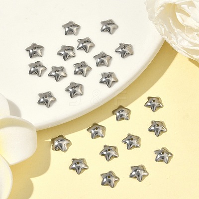 Non-Tarnish 5-Petal Flower Smooth Surface 304 Stainless Steel Bead Caps X-STAS-R065-56-1
