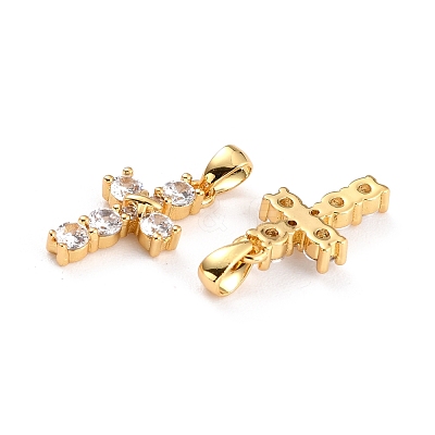 Brass Micro Pave Cubic Zirconia Pendants ZIRC-P089-21G-1