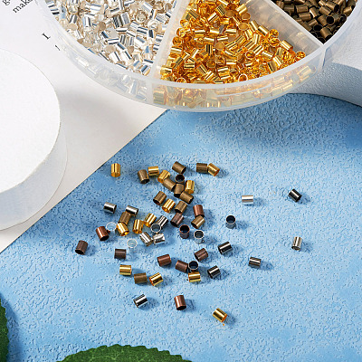 1368Pcs 6 Colors Brass Crimp Beads KK-YS0001-09-1