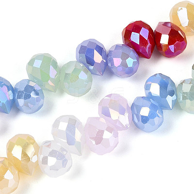 Mixed Styles Electroplate Imitation Jade/Opaque Glass Beads Strands EGLA-N025-01B-C01-1