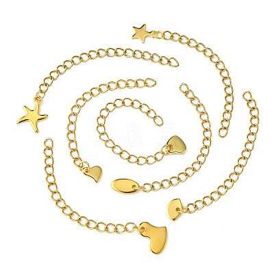 7Pcs 7 Styles 304 Stainless Steel Chain Extender STAS-FS0001-49G-1