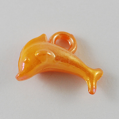 Opaque AB Color Acrylic Dolphin Charms SACR-R697-M5-1