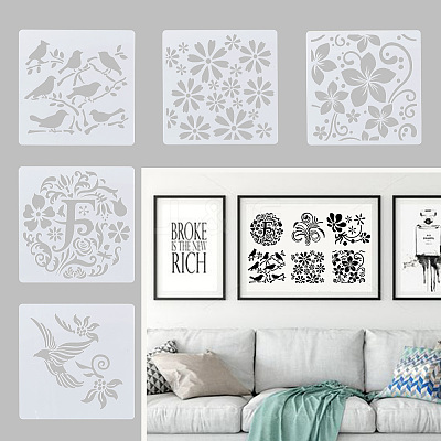 24 Sheets 24 Styles Plastic Drawing Stencil DIY-CW0001-13-1
