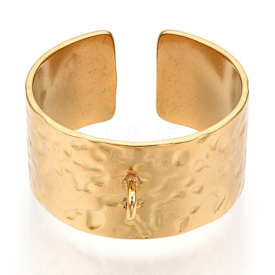 304 Stainless Steel Open Cuff Finger Ring Components STAS-WH0047-69G-1