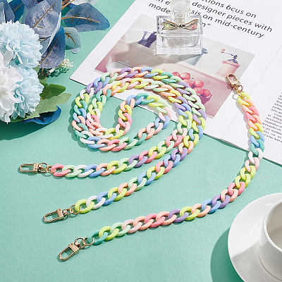 2Pcs 2 Style Opaque Jelly Style Acrylic Curb Chain Bag Straps DIY-WR0002-49-1