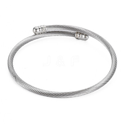 Non-Tarnish Twisted Cable Cuff Bangle BJEW-N013-002-1