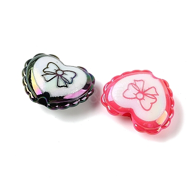 UV Plating Printed Opaque Acrylic European Beads AC-CBAEAA8-17-1