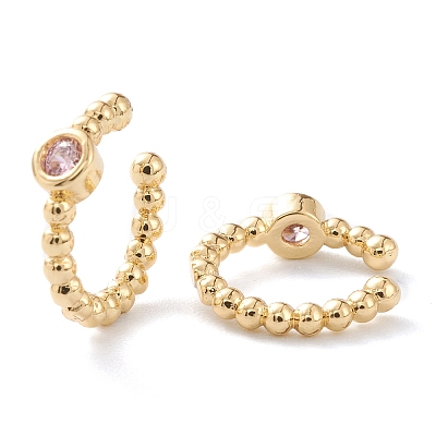 Brass Micro Pave Cubic Zirconia Cuff Earrings LS-EJEW-H109-01E-G-1