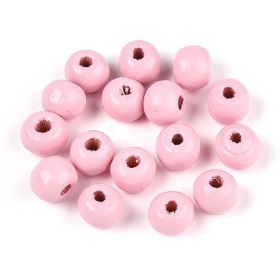 Spray Painted Round Natural Schima Wood Beads WOOD-A018-6mm-31-1