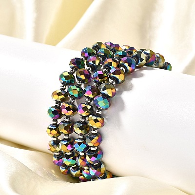 Electroplate Glass Stretch Bracelets BJEW-JB04017-03-1