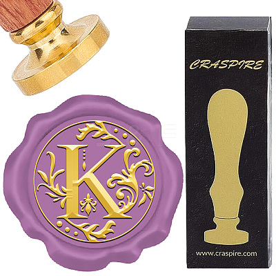Brass Wax Seal Stamps with Wood Handle AJEW-WH0412-0244-1