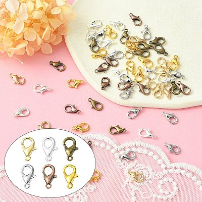 60Pcs 6 Colors Zinc Alloy Lobster Claw Clasps PALLOY-YW0001-81-1