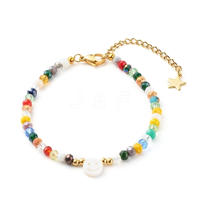 Electroplate Glass Beaded Bracelets BJEW-JB06358-1
