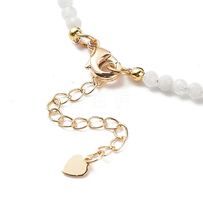 Cubic Zirconia Teardrop Pendant Necklace with Natural Moonstone Beaded Chains NJEW-JN04121-03-1