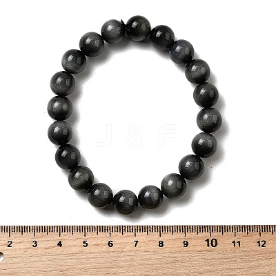 Grade AA Natural Eagle Eye Stone Round Beads Stretch Bracelets for Women BJEW-L712-B01-10mm-1