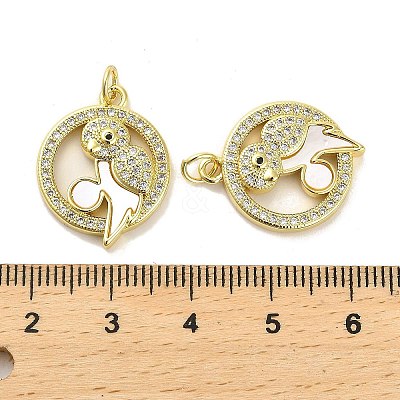Brass Micro Pave Clear Cubic Zirconia Pendants KK-K365-01G-02-1