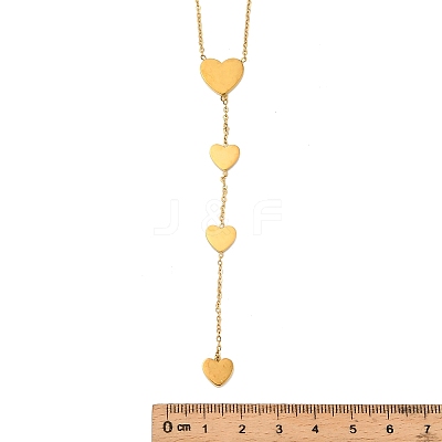 304 Stainless Steel Heart Link Chain Y Necklaces for Women NJEW-A059-05G-1