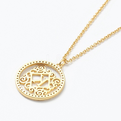 Brass Micro Pave Clear Cubic Zirconia Pendant Necklaces NJEW-J059-01K-1