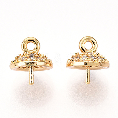 Brass Micro Pave Clear Cubic Zirconia Peg Bails KK-N254-173G-1