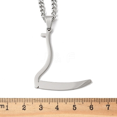 201 Stainless Steel Grim Reape Scythe Pendant Necklaces LS-NJEW-H065-22P-1