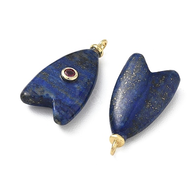 Brass & Dyed Natural Lapis Lazuli & Cubic Zirconia Pendants GG-CBAD360-20G-06-1