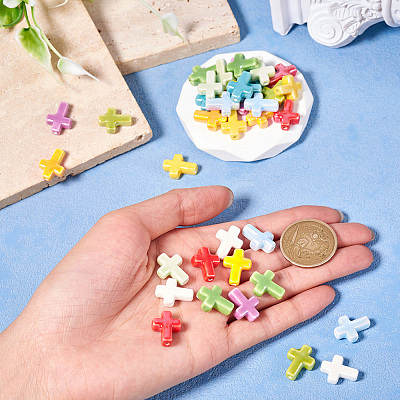40Pcs 8 Colors Glazed Porcelain Beads PORC-TA0001-16-1