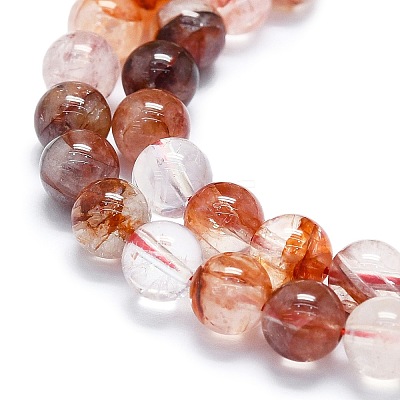 Natural Red Hematoid Quartz/Ferruginous Quartz Beads Strands G-K245-A02-02-1