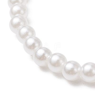 ABS Plastic Imitation Pearl Round Beads Stretch Bracelets BJEW-JB11605-03-1