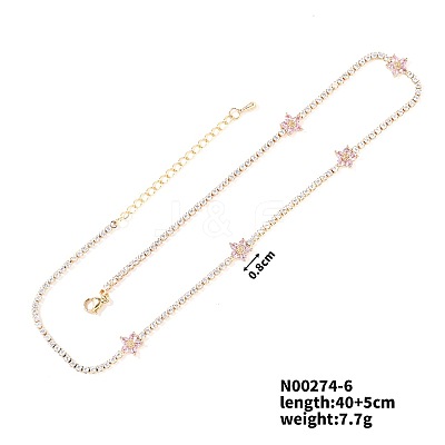 European and American Fashion Style Brass Rhinestone Flower Necklaces IO5961-6-1