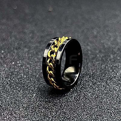 304 Stainless Steel Rotatable Chain Finger Rings for Men FS-WG60CA3-53-1
