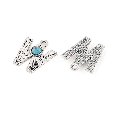 Synthetic Turquoise & Alloy Pendants PALLOY-H146-01AS-W-1
