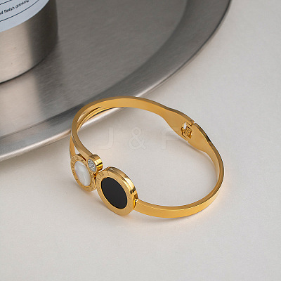 304 Stainless Steel Vintage Yin-yang Hinged Cuff Bangles MW0713-1
